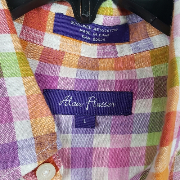 Alan Flusser Men's L Plaid Button Front Long Slee - Picture 3 of 8
